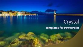  Presentation with lighthouse - Presentation theme enhanced with lighthouse-in-the-old-venetian background and a navy blue colored foreground