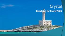  Presentation with lighthouse - Colorful presentation theme enhanced with lighthouse-in-vieste-apulia-region backdrop and a gray colored foreground