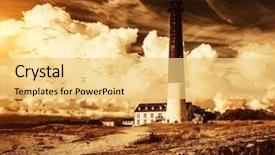  Presentation with lighthouse - PPT theme featuring lighthouse and keeper's house background and a yellow colored foreground