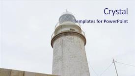  Presentation with calm sea - Audience pleasing PPT layouts consisting of lighthouse next to the mediterranean backdrop and a sky blue colored foreground