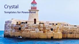  Presentation with malta - Audience pleasing slide set consisting of lighthouse not far from the malta port hdr image backdrop and a sky blue colored foreground