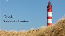  Presentation with seagull - Cool new slides with lighthouse-of-german-north-sea backdrop and a light blue colored foreground