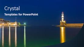  Presentation with lighthouse - PPT layouts consisting of lighthouse of the old venetian port in chania crete greece background and a dark gray colored foreground