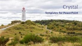  Presentation with lighthouse - PPT theme featuring lighthouse-on-hiddensee-island-germany background and a sky blue colored foreground