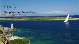  Presentation with yacht - Audience pleasing slides consisting of lighthouse-on-sardinian-rocks backdrop and a teal colored foreground