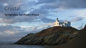  Presentation with lighthouse - Beautiful slide deck featuring lighthouse-on-the-island backdrop and a light blue colored foreground