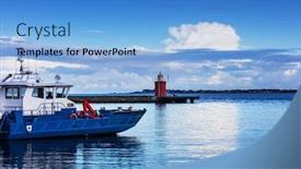  Presentation with lighthouse - Beautiful presentation featuring lighthouse on the sea under the sky backdrop and a teal colored foreground