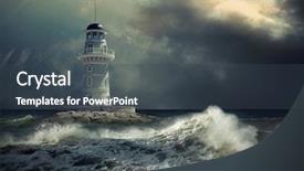  Presentation with storm - Amazing slides having lighthouse on the sea backdrop and a dark gray colored foreground
