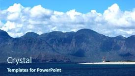  Presentation with lighthouse - PPT theme featuring lighthouse-point-in-the-bay background and a ocean colored foreground