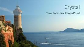  Presentation with lighthouse - Beautiful theme featuring lighthouse portoferraio in elba island mediterranean sea italy backdrop and a light blue colored foreground