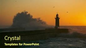  Presentation with atlantic - Presentation theme with lighthouse-with-a-huge-wave background and a wine colored foreground