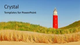 Presentation with dutch - Audience pleasing slides consisting of lighthouse with dunes beach and blue sky on dutch island texel backdrop and a light blue colored foreground