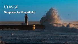  Presentation with ocean wave - PPT theme enhanced with lighthouse-with-huge-wave background and a teal colored foreground
