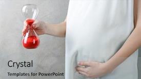  Presentation with pregnant woman in hospital - Slides having lighting calculation - young pregnant woman holding hourglass background and a light gray colored foreground