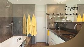  Presentation with bathroom - Cool new PPT theme with lighting design - comfortable marble bathroom backdrop and a mint green colored foreground