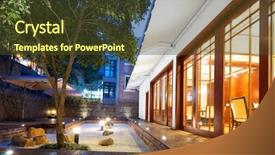  Presentation with lighting - PPT layouts having lighting design - footpath front of modern building background and a tawny brown colored foreground