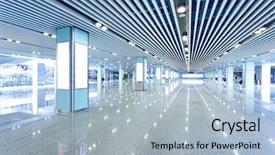  Presentation with building - Cool new slide deck with lighting design - hall of business building backdrop and a  colored foreground