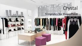  Presentation with interior design - Cool new presentation theme with lighting design - interior of shopping clothing sales backdrop and a light gray colored foreground
