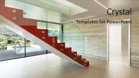  Presentation with villa - PPT theme featuring lighting design - interior red staircase in modern background and a mint green colored foreground