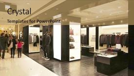  Presentation with design fashion - PPT layouts having lighting design - modern fashion shop storefront background and a coral colored foreground