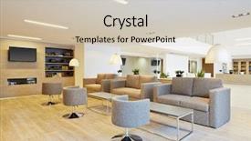  Presentation with reception hall - Beautiful PPT theme featuring lighting design - rest zone and reception hall backdrop and a soft green colored foreground