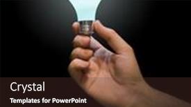  Presentation with black hand - Presentation consisting of lighting-lamp-in-hand-isolated background and a tawny brown colored foreground