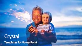  Presentation with lighting - Amazing PPT theme having lighting sparklers on the beach backdrop and a ocean colored foreground