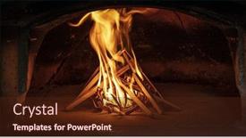 Presentation with traditional wood - Audience pleasing PPT theme consisting of lighting-the-fire-inside backdrop and a tawny brown colored foreground