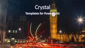  Presentation with london at night - Slide set having lighting tower - traffic in night london background and a wine colored foreground