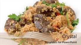  Presentation with dried tomato - Slide deck with lightly-fried-lambs-liver-chunks background and a coral colored foreground