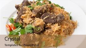  Presentation with dried tomato - Slide deck enhanced with lightly-fried-lambs-liver-chunks background and a gold colored foreground