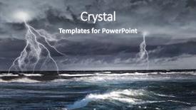  Presentation with stormy sea - Theme enhanced with lightning above stormy sea background and a gray colored foreground