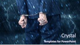  Presentation with handcuffed - PPT theme having lightning arrester - stormy bad day concept background and a  colored foreground