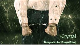  Presentation with handcuffed - Amazing slide deck having lightning arrester - stormy bad day concept backdrop and a  colored foreground