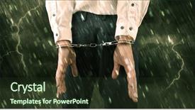  Presentation with handcuffed - Cool new PPT theme with lightning arrester - stormy bad day concept backdrop and a  colored foreground