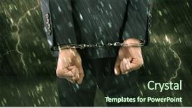  Presentation with handcuffed - Audience pleasing PPT theme consisting of lightning arrester - stormy bad day concept backdrop and a  colored foreground