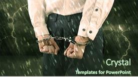  Presentation with handcuffed - Theme enhanced with lightning arrester - stormy bad day concept background and a  colored foreground