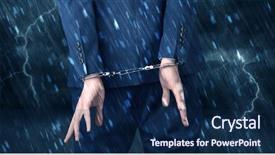  Presentation with handcuffed - PPT layouts featuring lightning arrester - stormy bad day concept background and a  colored foreground
