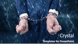  Presentation with handcuffed - Audience pleasing slide deck consisting of lightning arrester - stormy bad day concept backdrop and a  colored foreground