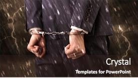  Presentation with handcuffed - PPT theme consisting of lightning arrester - stormy bad day concept background and a  colored foreground
