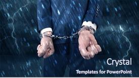  Presentation with handcuffed - Amazing presentation design having lightning arrester - stormy bad day concept backdrop and a  colored foreground