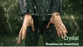  Presentation with handcuffed - PPT layouts featuring lightning arrester - stormy bad day concept background and a  colored foreground