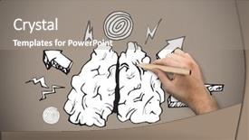  Presentation with hand holding pencil - Audience pleasing slides consisting of lightning bolt - hand holding a pencil backdrop and a gray colored foreground