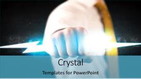  Presentation with lightning - Slides with lightning bolt in his hands background and a light blue colored foreground