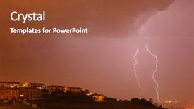  Presentation with lightning - Presentation theme consisting of lightning bolt in the city of braga in the north of portugal background and a tawny brown colored foreground