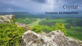  Presentation with lightning - Amazing PPT layouts having lightning-in-mountain-meadow-nature backdrop and a light blue colored foreground
