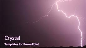  Presentation with city in the distance - Presentation theme featuring lightning over big city background and a wine colored foreground