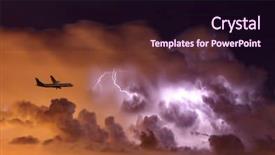  Presentation with storm - Amazing PPT theme having electrostatic - airplane and a storm backdrop and a wine colored foreground
