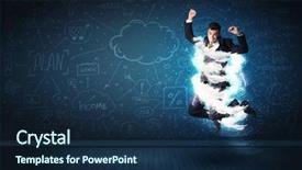  Presentation with happy 30th birthday word cloud - Amazing presentation design having lightning speed men - happy business man jumping backdrop and a  colored foreground