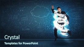  Presentation with storm - Audience pleasing presentation theme consisting of lightning speed men - happy business man jumping backdrop and a  colored foreground